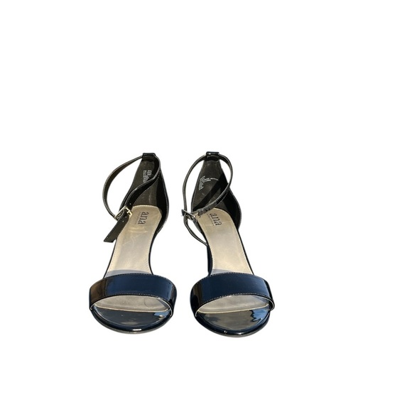 Women’s blck sandal ankle strp 3.5 in heel Opn toe Sze 10. By Ana patent leather - Picture 5 of 6